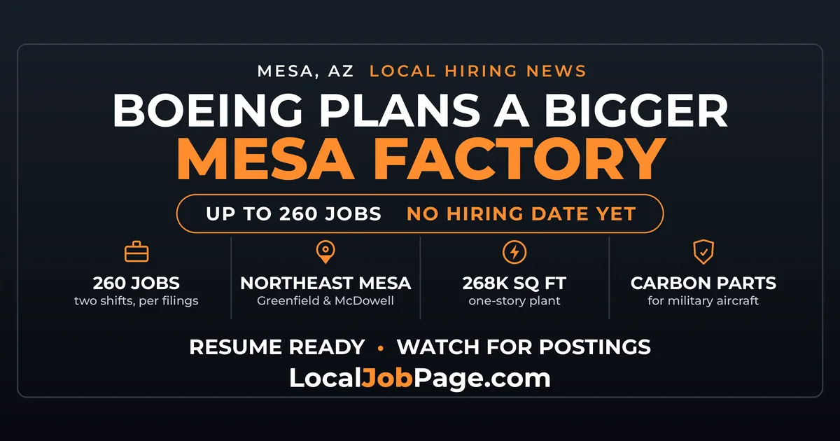 Boeing's Planned Mesa Expansion Could Add 260 Jobs Near Falcon Field
