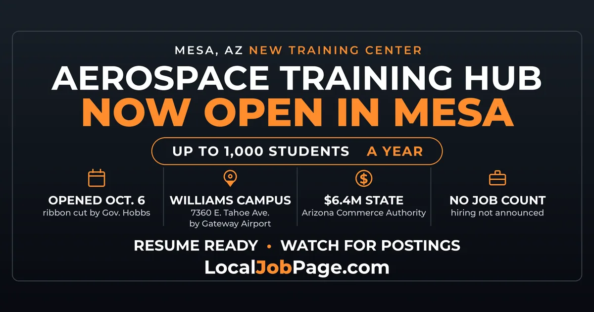 Mesa Aerospace Training Center Opens Near Gateway Airport