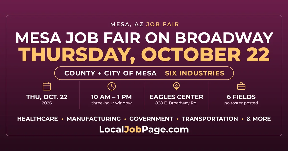 Mesa Job Fair October 22: Six Industries Hiring at the Eagles Community Center